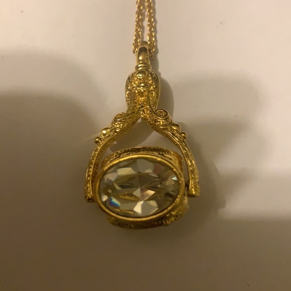 Vintage Joan Rivers Crystal Fidget Spin Gold Tone Necklace - Picture 8 of 12